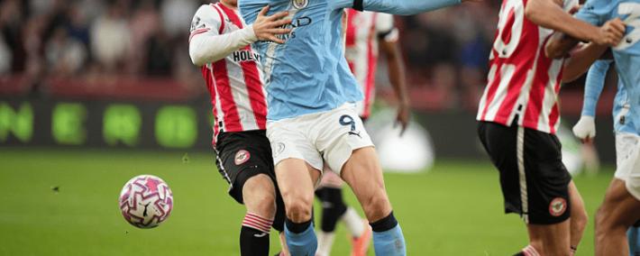 虎扑平台-曼城1-0佈(bù)伦特福德 哈兰德攻入制胜球